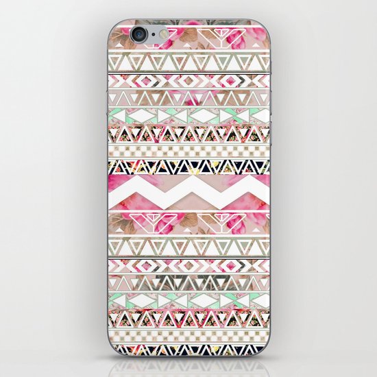 Aztec Spring Time! | Girly Pink White Floral Abstract Aztec Pattern iPhone & iPod Skin