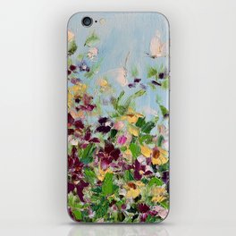 Bright flower meadow butterflies. Summer field landscape rich colors. iPhone Skin