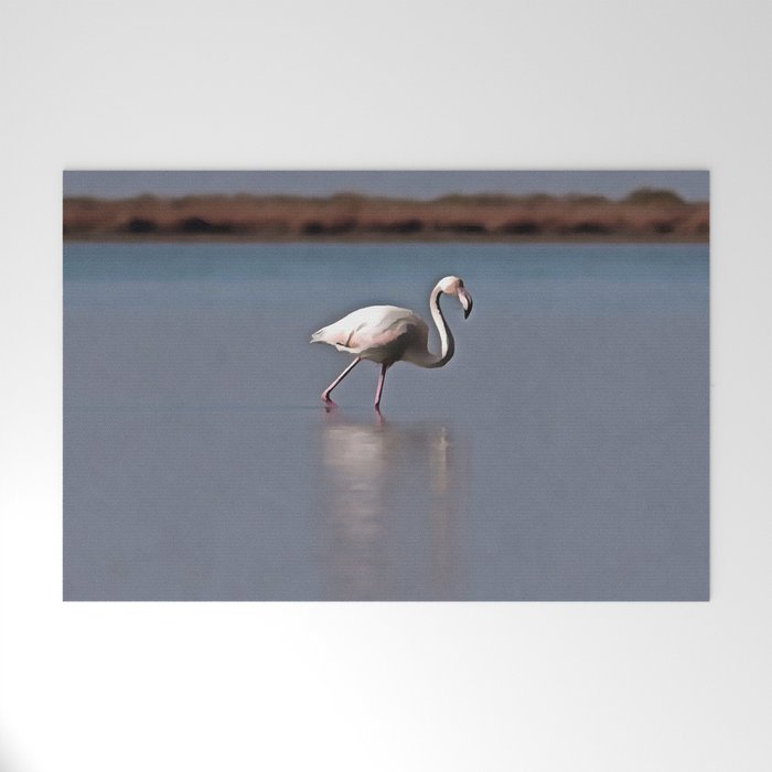 Lanky Legs In The Lake Flamingo Art Welcome Mat