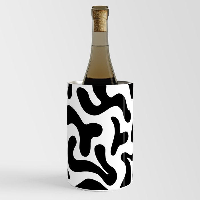 Modern Black and White Abstract Pattern Wine Chiller