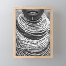 The Karo Necklace - Ethiopia - Black And White Photography - Africa - Tribal Art - African American Art Framed Mini Art Print