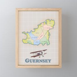 Guernsey Retro map Framed Mini Art Print