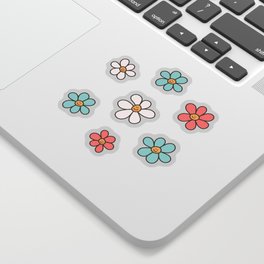 Happy Daisy Pattern, Cute and Fun Smiling Colorful Daisies Sticker