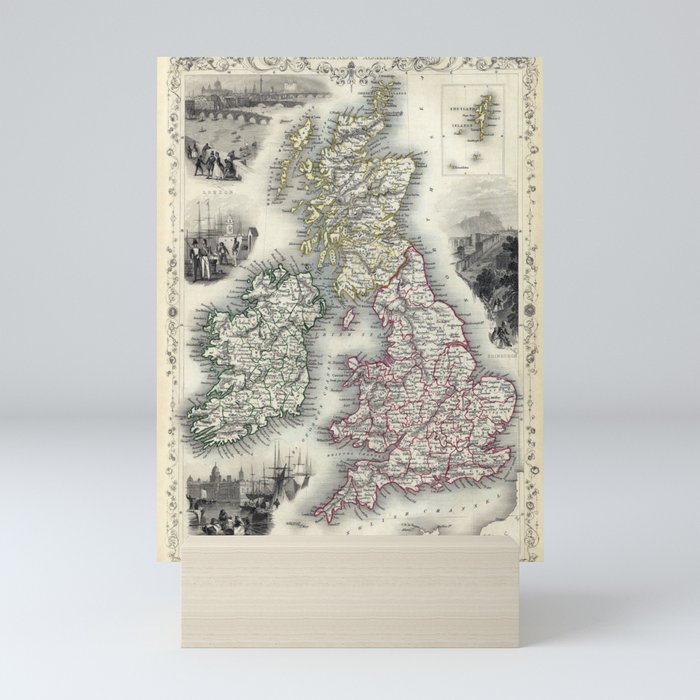 The British Isles - Tallis - 1851 Vintage pictorial map Mini Art Print