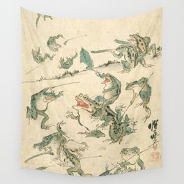 Battle Of The Frogs - Kawanabe Kyosai Wall Tapestry