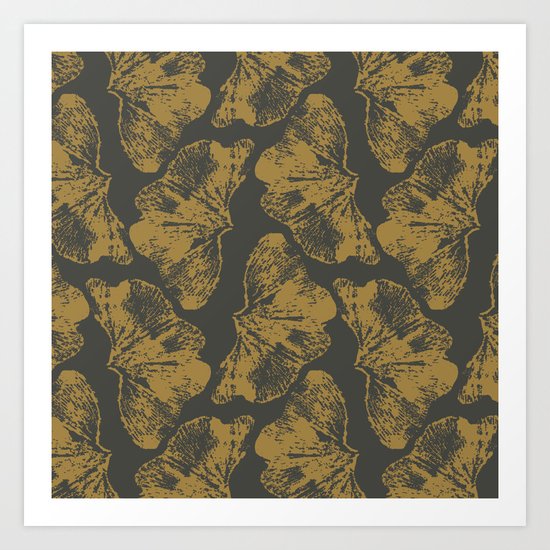 Ginkgo Fossils - Dark Art Print