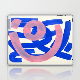 Tribal Pink Blue Fun Colorful Mid Century Modern Abstract Painting Shapes Pattern Laptop Skin