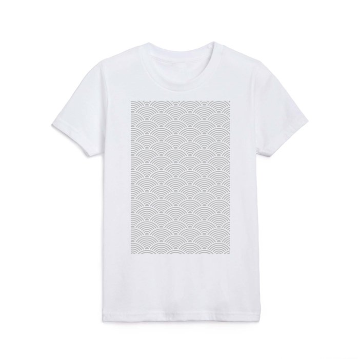 Japanese Waves (White & Gray Pattern) Kids T Shirt