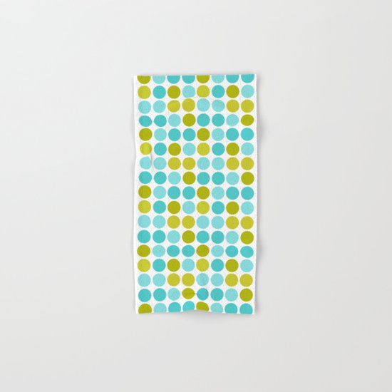 The pattern Green - blue polka dots. Hand & Bath Towel