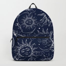Blue Magic Celestial Sun Moon Stars Backpack