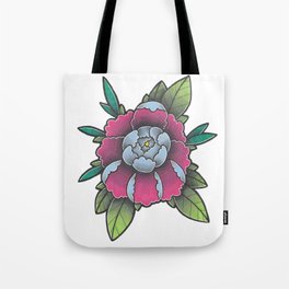 Pink and Blue Peony Tote Bag