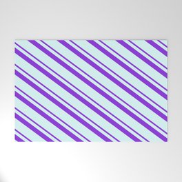 [ Thumbnail: Purple & Light Cyan Colored Lines/Stripes Pattern Welcome Mat ]