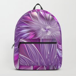 Pink Flower Passion, Abstract Fractal Art Backpack