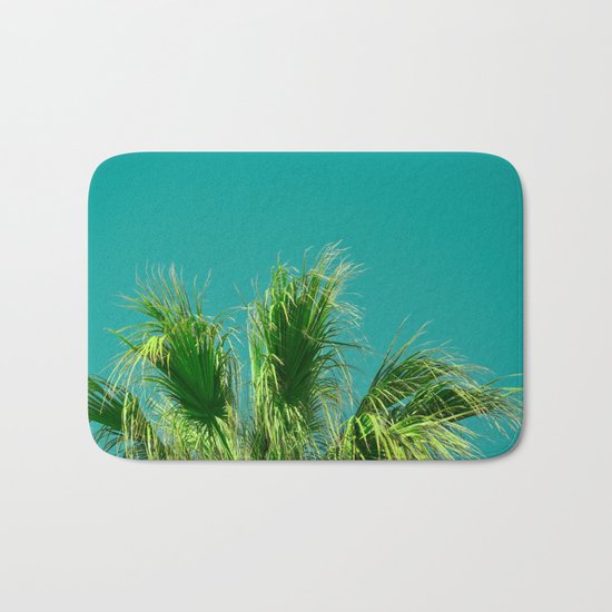 Palms on Turquoise Bath Mat