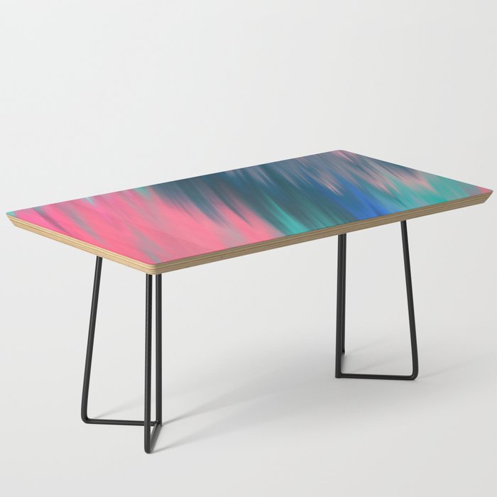 Abstract Artsy Teal Pink Blue Hand Painted Brushstrokes Coffee Table