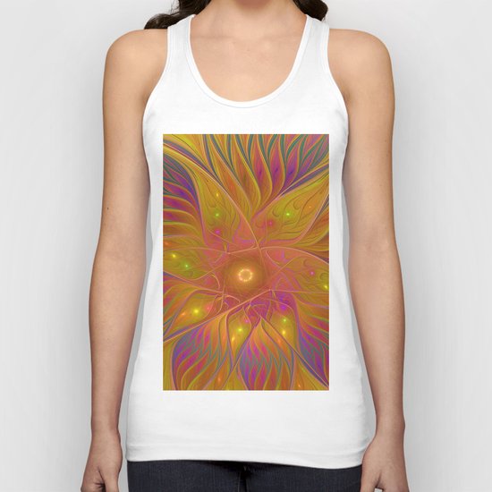 Colorful and Luminous Flower, Abstract Fractal Art Unisex Tank Top