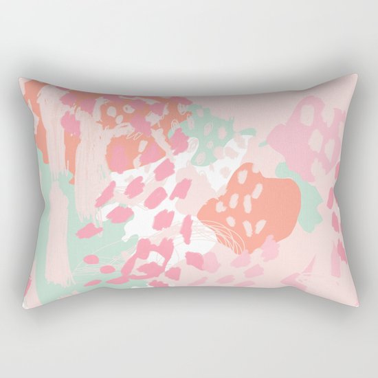 Billie - abstract gender neutral trendy painting soft colors bright happy nursery baby art Rectangular Pillow
