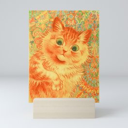 Louis Wain Psychedelic Orange Cat Drawing Mini Art Print