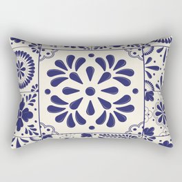 Blue Mexican Talavera Pattern Rectangular Pillow