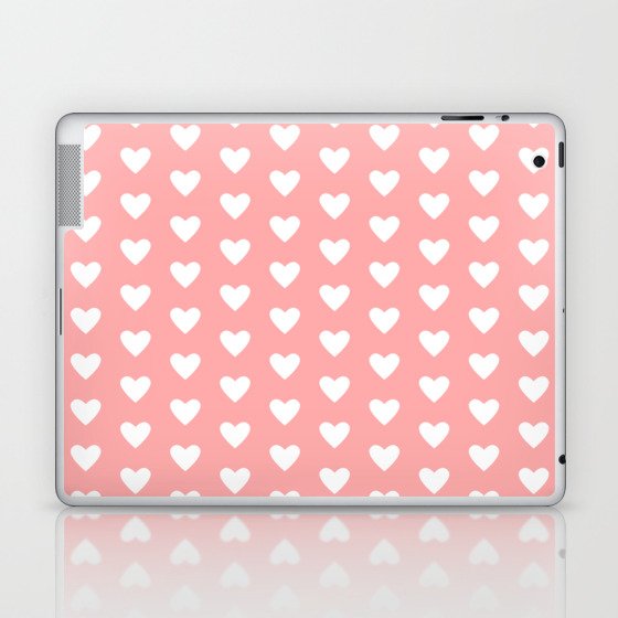 Small Hearts Pattern (white/pink) Laptop & iPad Skin