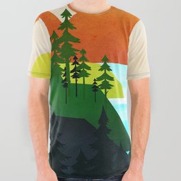 Beautiful flight over the peaceful mountain lake All Over Graphic Tee