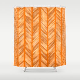 Orange Herringbone 2 Shower Curtain