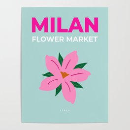 Milan Flower Market Print Retro Travel Print Italy Print Flower Art Floral Aesthetic Vintage Poster