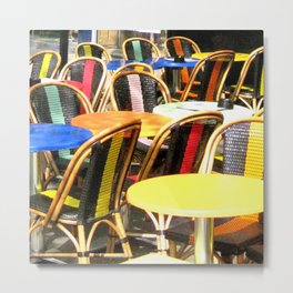 Paris Cafe Colorful Chairs and Tables Metal Print
