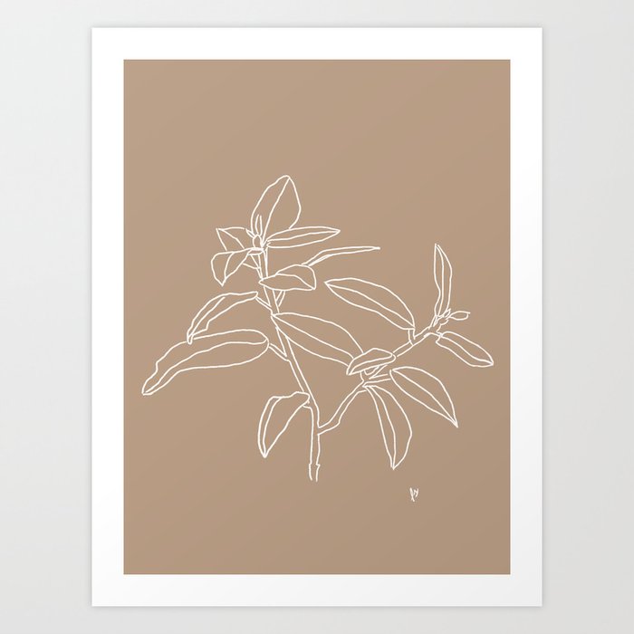 Branch (White and Brown)  Art Print
