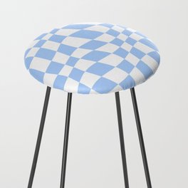 Warped Checkered Pattern (sky blue/white) Counter Stool