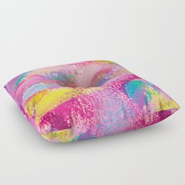 Colorful Rainbow Abstract Painting with Bold Brushstrokes Floor Pillow