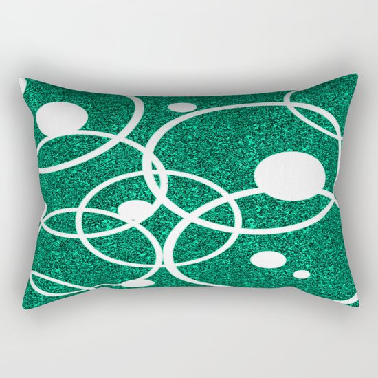 Circles on Green and Black Rectangular Pillow