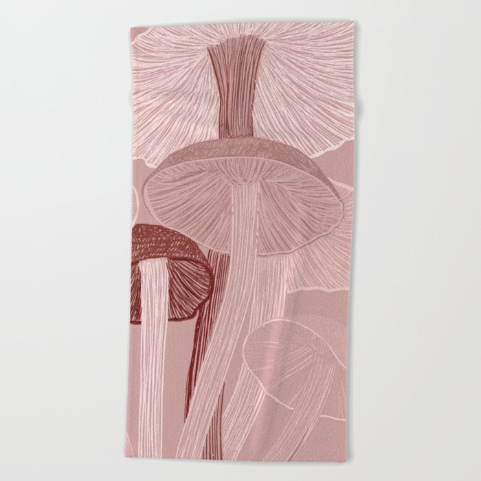 Warm Color Magic Mushroom Garden Beach Towel