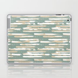 Colorful Stripes, Green and Beige, Abstract Art Laptop Skin