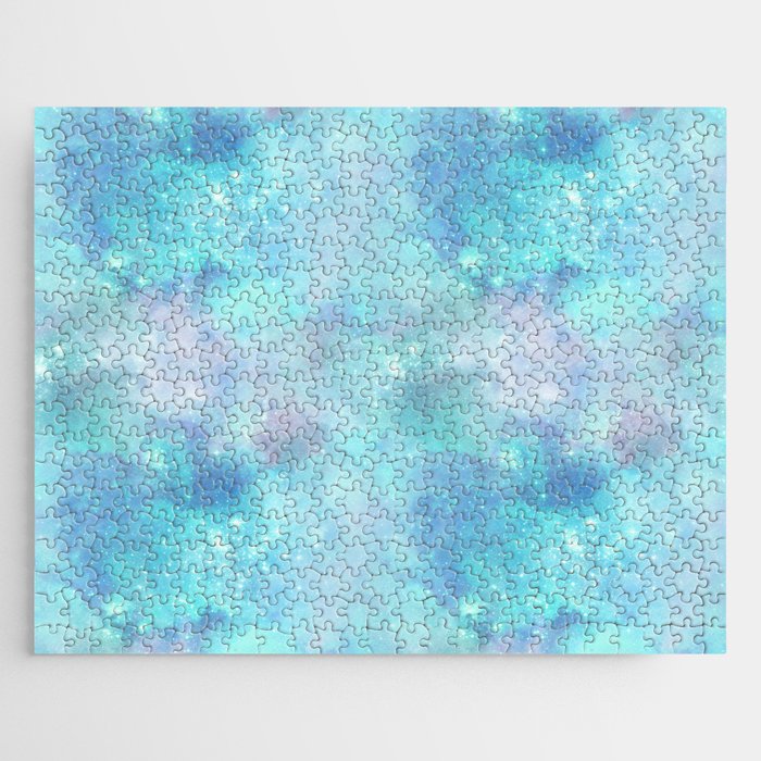 Aqua Blue Galaxy Painting Jigsaw Puzzle