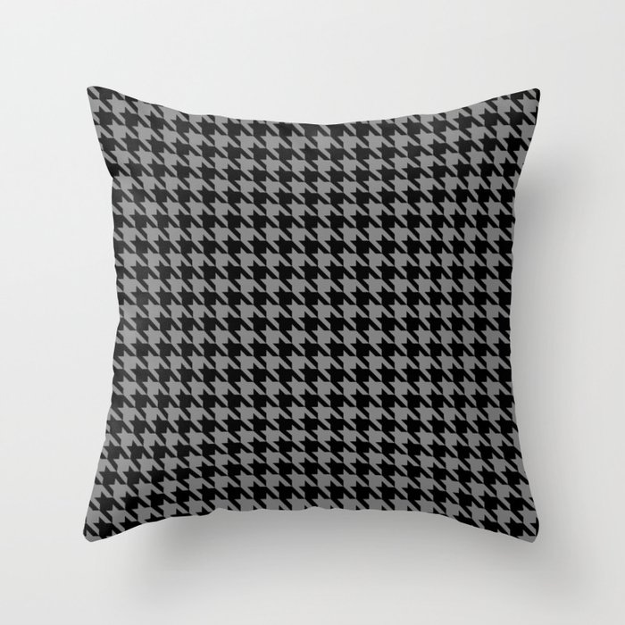 Black and Grey Classic houndstooth pattern Throw Pillow