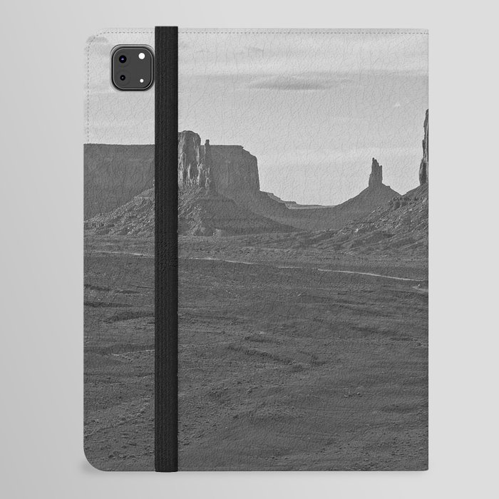 Oljato Monument Valley, Arizona, natural rock formations under blue sky black and white landscape photograph / photography iPad Folio Case
