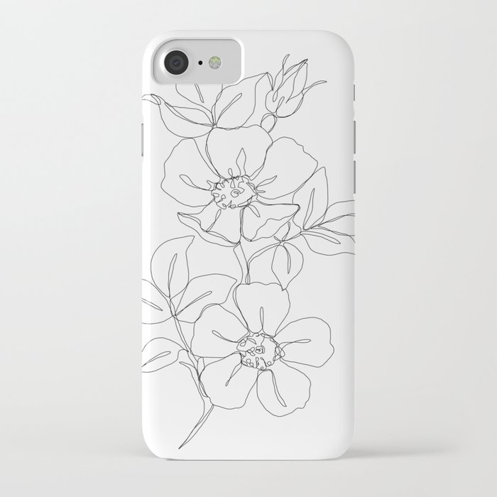 floral one line drawing - rose iphone case