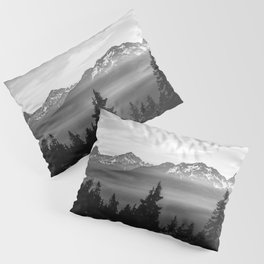 Morning in the Mountains Black and White Pillow Sham