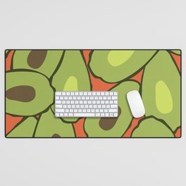 Avo - Minimalistic Avocado Design Pattern on Red Desk Mat