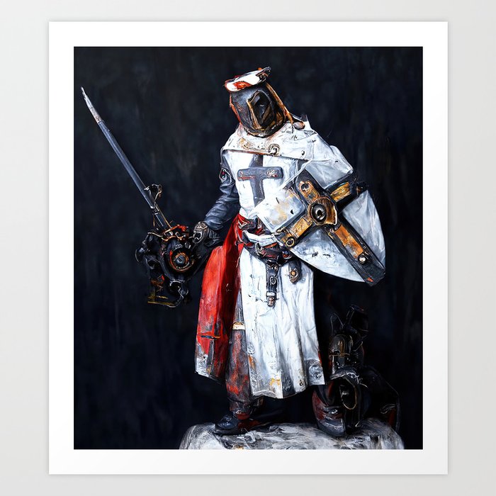 Steampunk Crusader Warrior Art Print