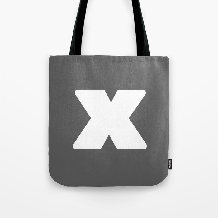 x (White & Grey Letter) Tote Bag