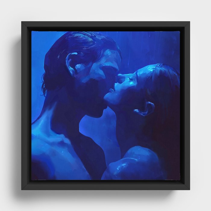 Blue Lovers Framed Canvas