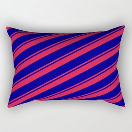 [ Thumbnail: Crimson and Blue Colored Lines/Stripes Pattern Rectangular Pillow ]