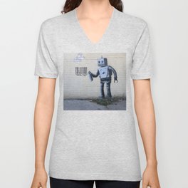 Banksy Robot (Coney Island, NYC) V Neck T Shirt
