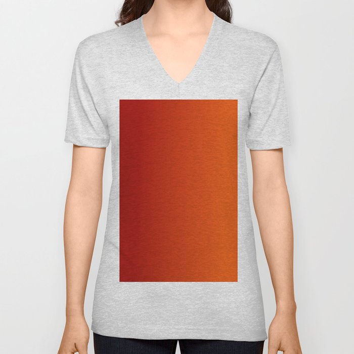 Ombre in Red Orange V Neck T Shirt