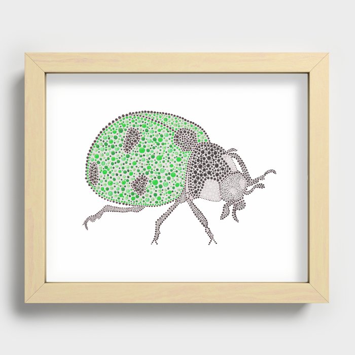 Ladybug Love - Green Dots Recessed Framed Print