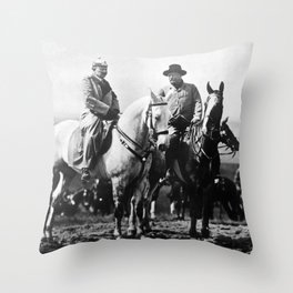 Teddy Roosevelt and Kaiser Wilhelm II On Horseback - 1910 Throw Pillow
