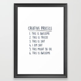 Creative Process Framed Art Print | Typography, Graphicdesign, Designers, Pop Art, Creative, Digital, Funny, Black And White, Ink, Quote 