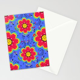 Mexican Flower Pattern Blue Background Stationery Cards